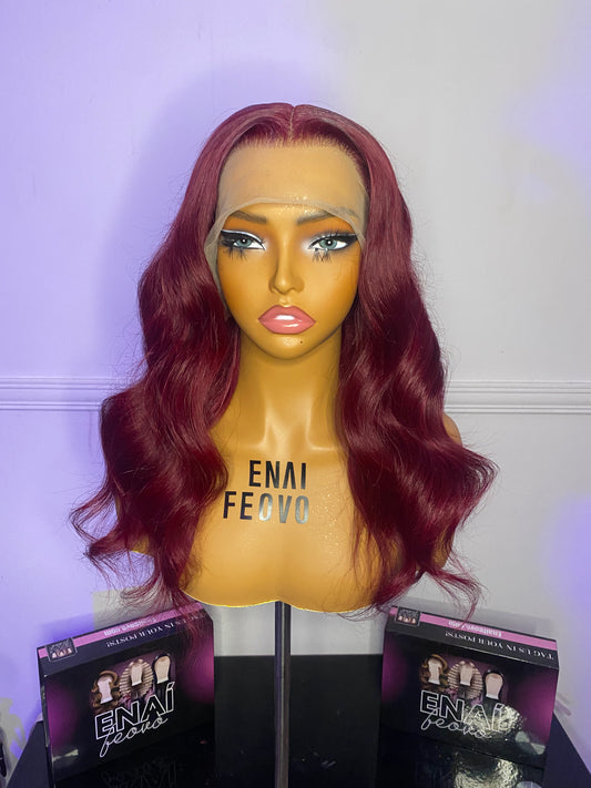 Burgundy human hair wig