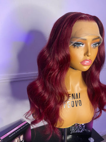 Burgundy human hair wig
